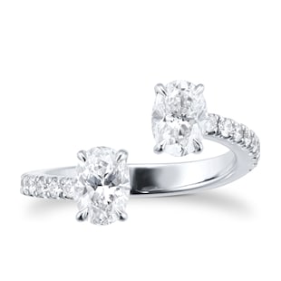 Mappin & Webb Platinum Toi et Moi 1.40cttw Oval Cut Ring With Diamond Set Shoulders
