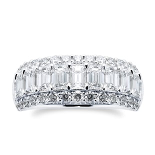 Mappin & Webb Platinum 3.58cttw Emerald Cut Multi Row Diamond Ring