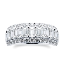 06071040 - Platinum 3.58cttw Emerald Cut Multi Row Diamond Ring
