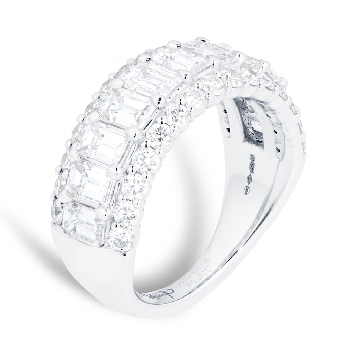 Mappin & Webb 18ct White Gold 3.58cttw Emerald Cut Multi Row Diamond Ring