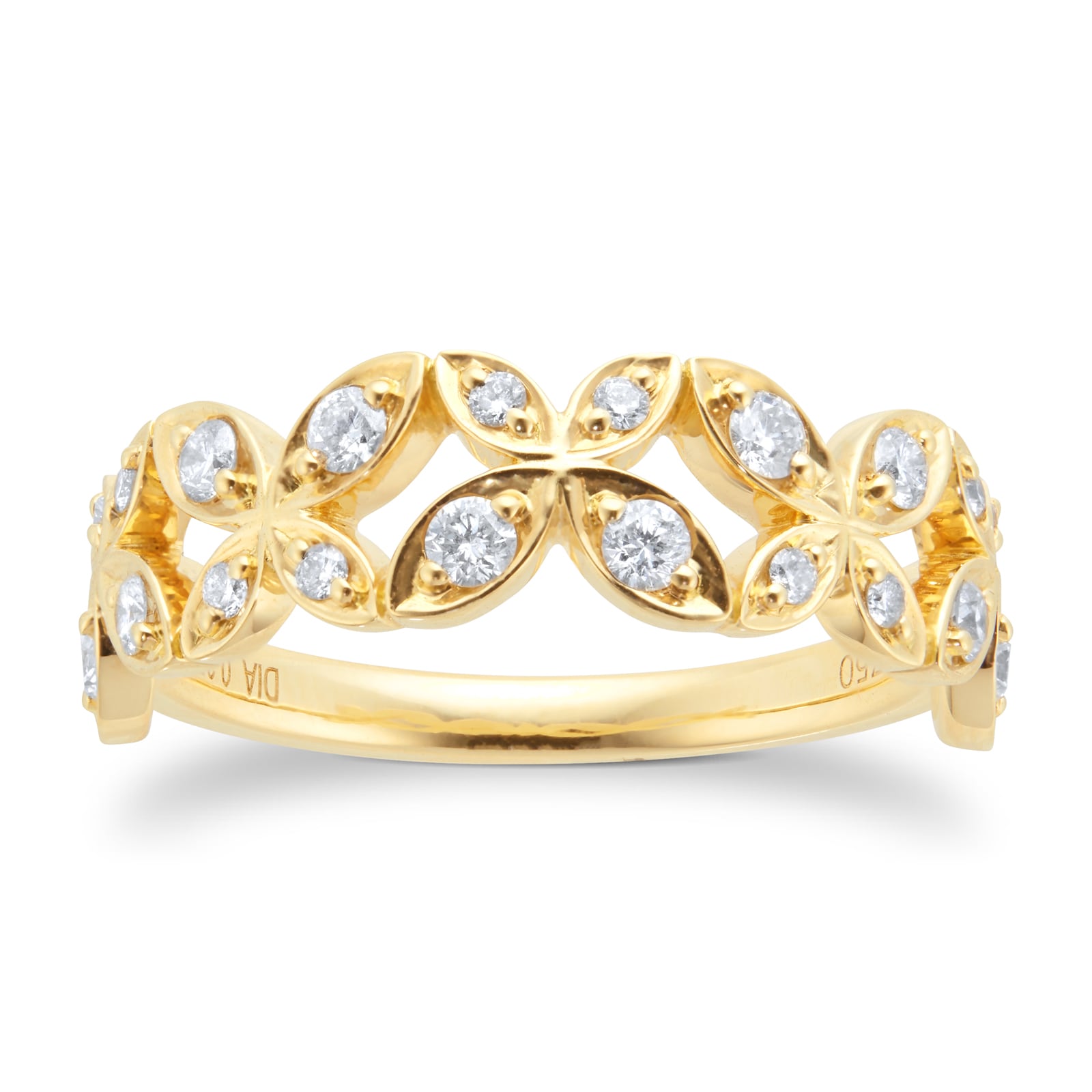 9ct Yellow Gold 0.35cttw Diamond Papillon Ring - Ring Size L