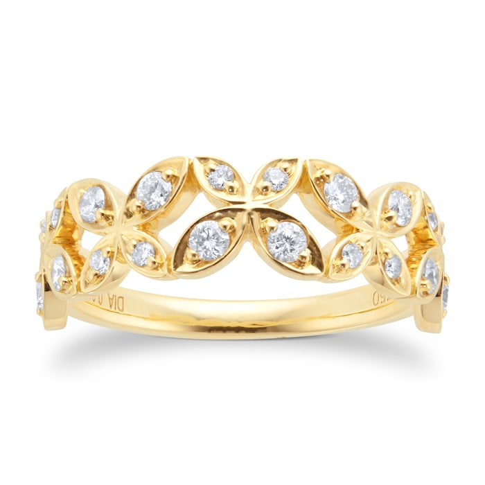 Goldsmiths 9ct Yellow Gold 0.35cttw Diamond Butterfly Ring