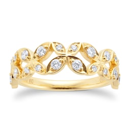 06071049130 - 9ct Yellow Gold 0.35cttw Diamond Butterfly Ring - Ring Size M