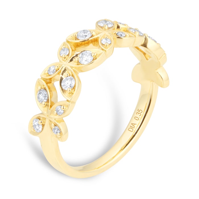 Goldsmiths 9ct Yellow Gold 0.35cttw Diamond Butterfly Ring