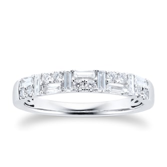 Goldsmiths 18ct White Gold 0.42cttw Mixed Cut Band Ring