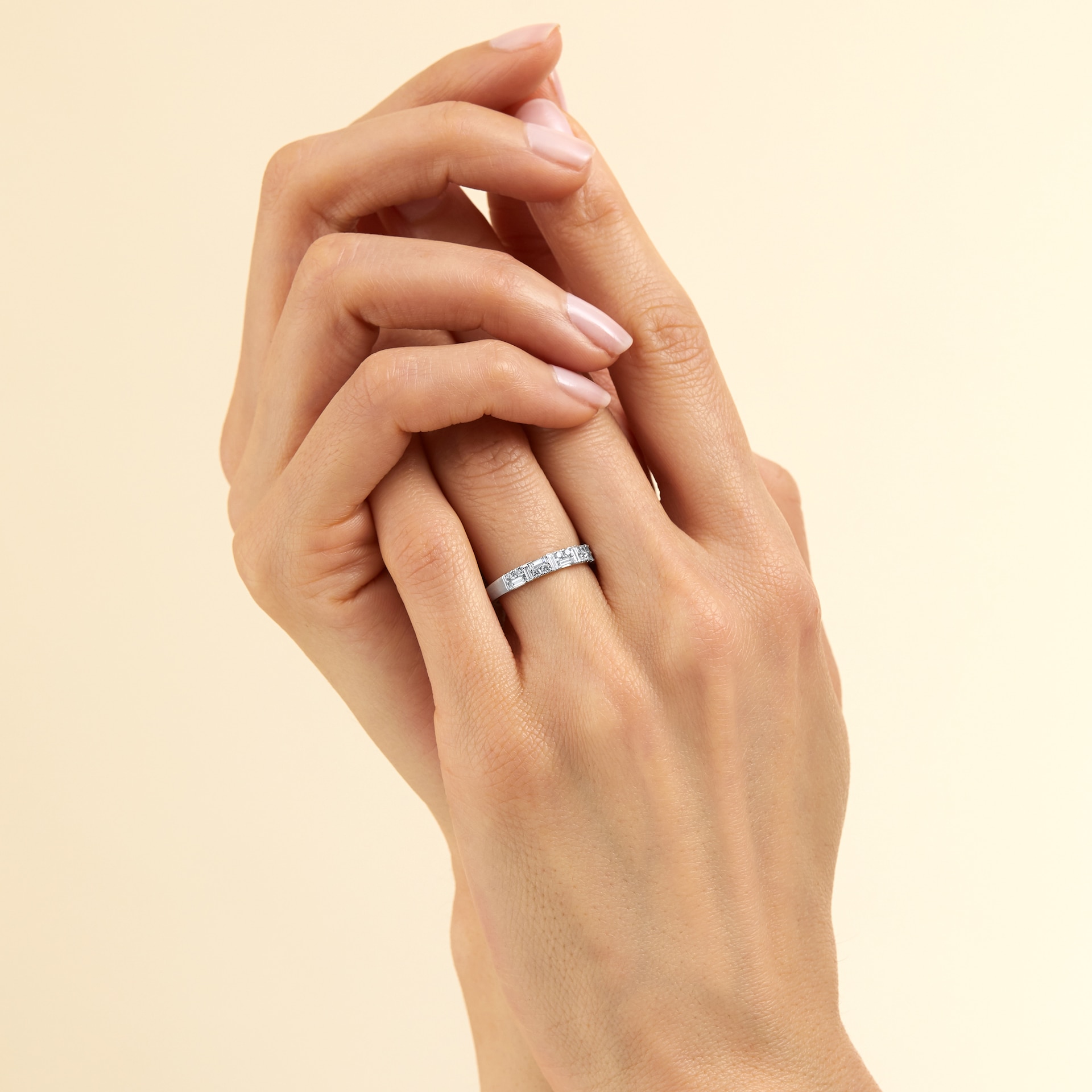 Goldsmiths 18ct White Gold 0.42cttw Mixed Cut Band Ring Goldsmiths 18ct White Gold 0.42cttw Mixed Cut Band Ring