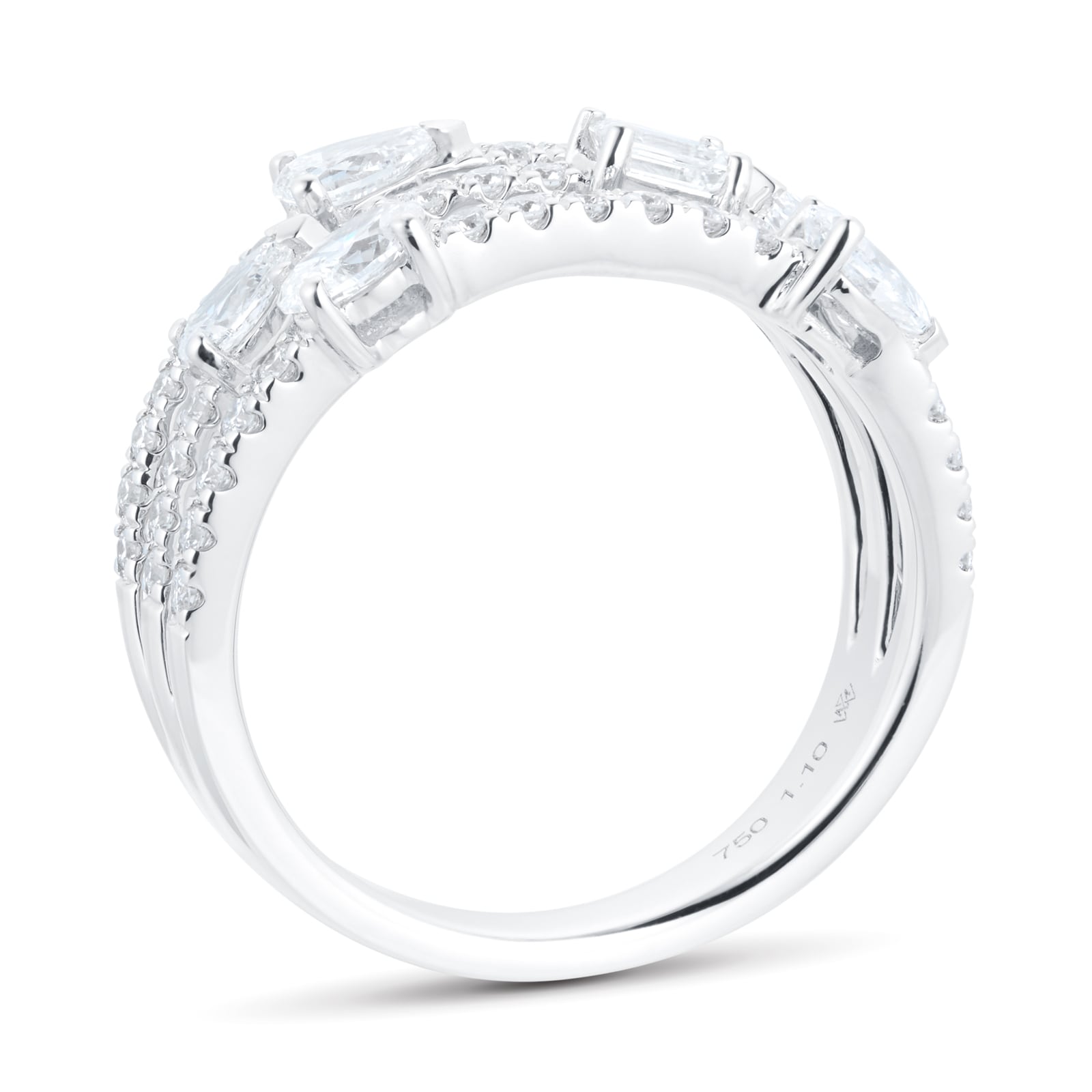 Mappin & Webb Riveret 18ct White Gold 1.10cttw Diamond Three Row Ring Mappin & Webb Riveret 18ct White Gold 1.10cttw Diamond Three Row Ring