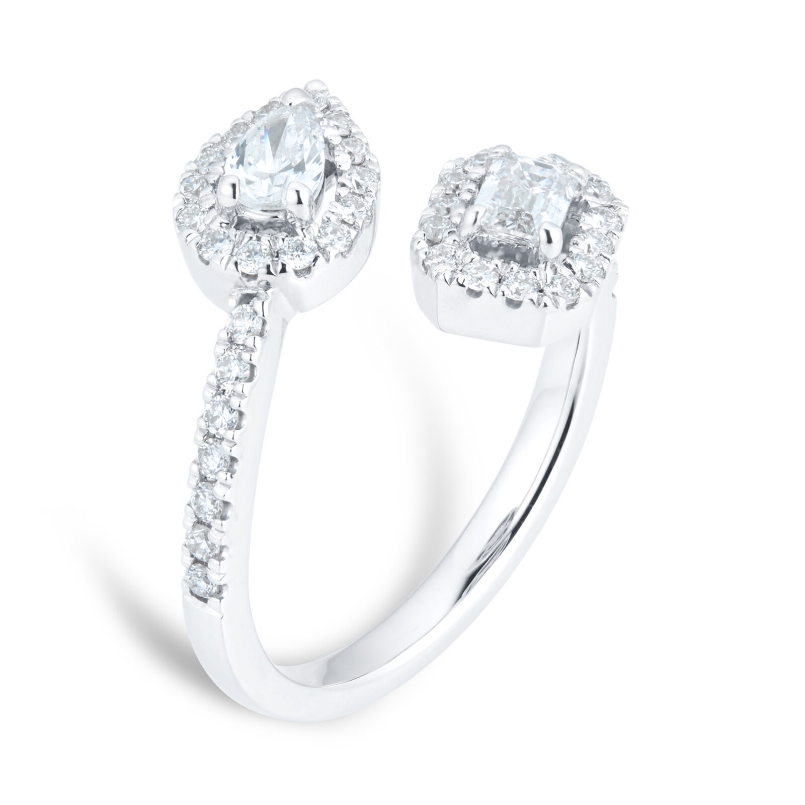 Mappin & Webb Amelia 18ct White Gold Toi et Moi 0.64cttw Diamond Halo Ring Mappin & Webb Amelia 18ct White Gold Toi et Moi 0.64cttw Diamond Halo Ring