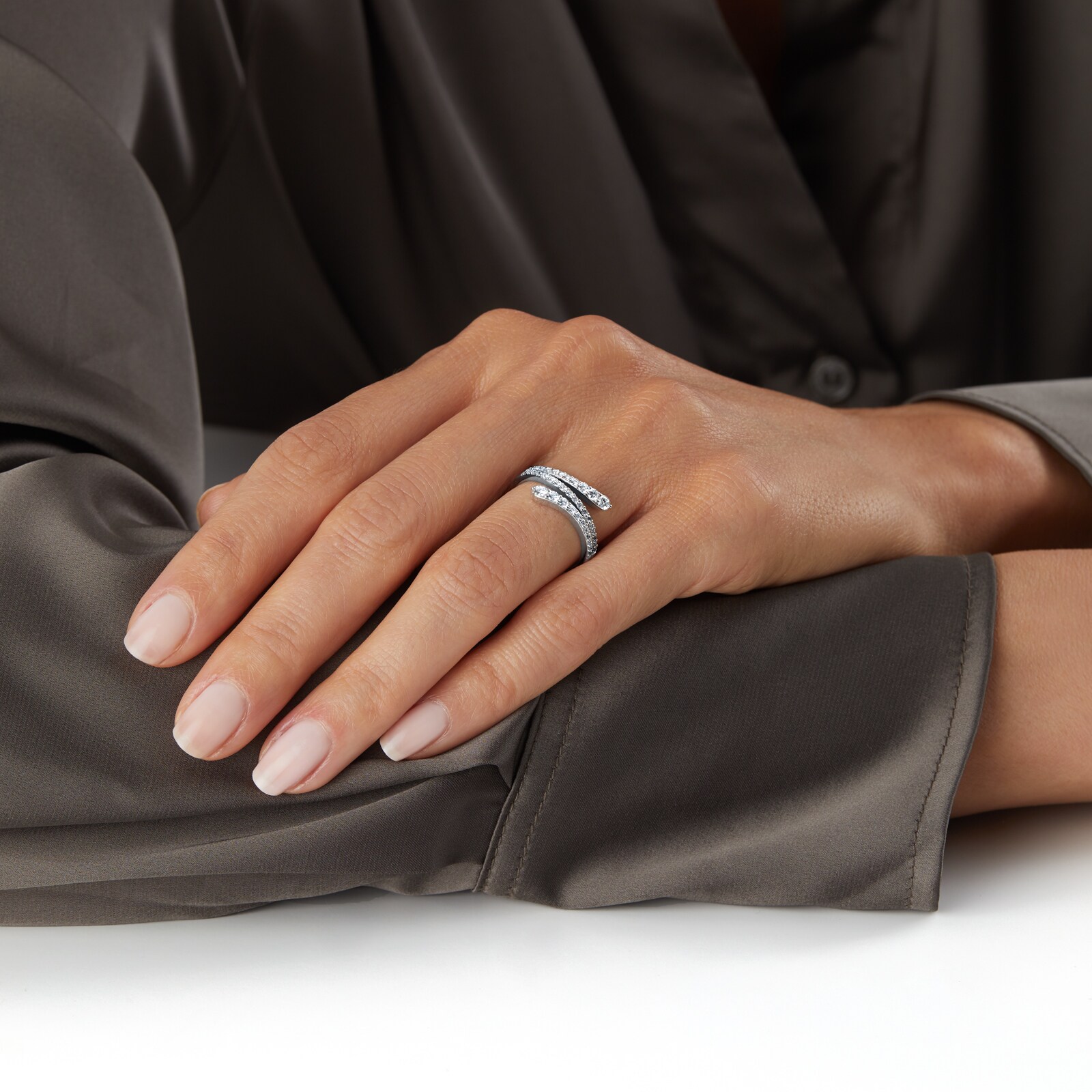 Goldsmiths 18ct White Gold 0.60ct Diamond Double Spiral Ring Goldsmiths 18ct White Gold 0.60ct Diamond Double Spiral Ring