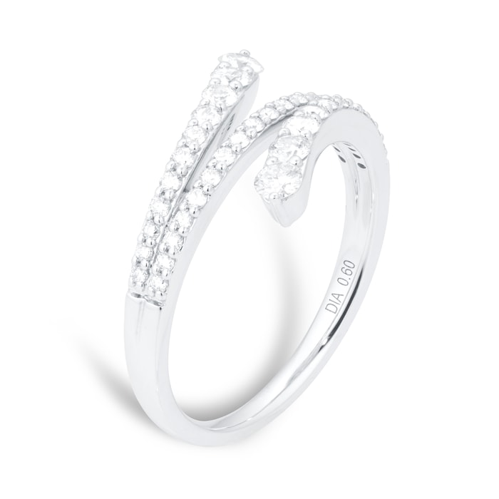 Goldsmiths 18ct White Gold 0.60ct Diamond Double Spiral Ring