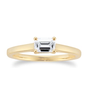 Goldsmiths 18ct Yellow Gold 0.50ct Diamond Emerald Cut Ring