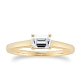 Goldsmiths 18ct Yellow Gold 0.50ct Diamond Emerald Cut Ring