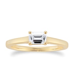 06071073 - 18ct Yellow Gold 0.50ct Diamond Emerald Cut Ring