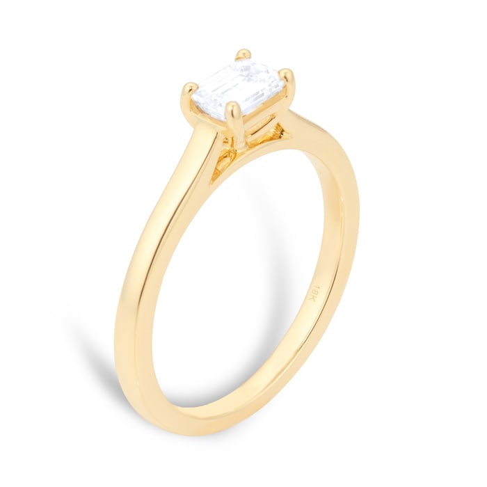 Goldsmiths 18ct Yellow Gold 0.50ct Diamond Emerald Cut Ring