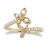 Goldsmiths 9ct Yellow Gold 0.33ct Diamond Butterfly Ring