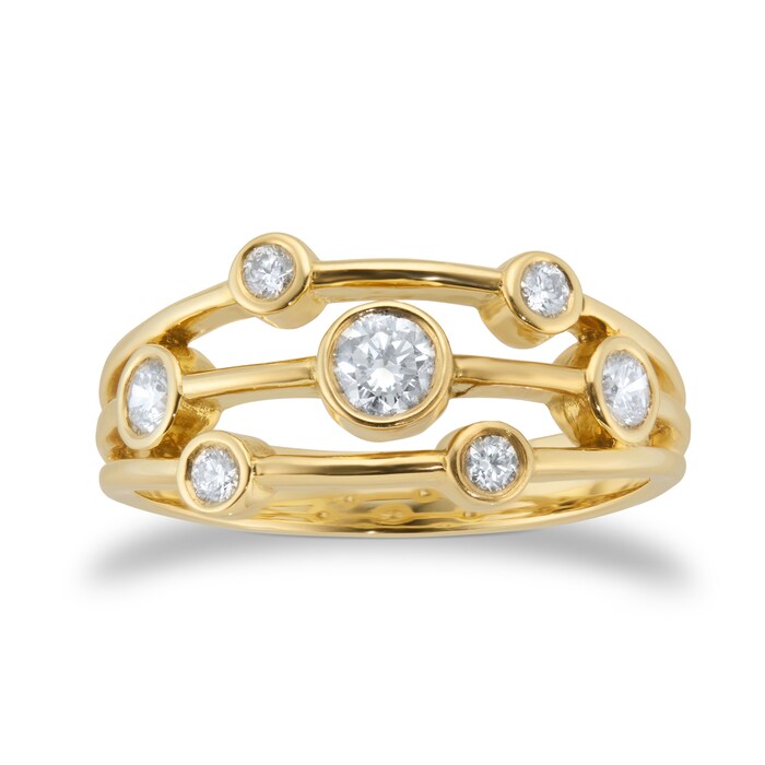 Goldsmiths 18ct Yellow Gold 0.44ct Diamond Multi Bezel Ring