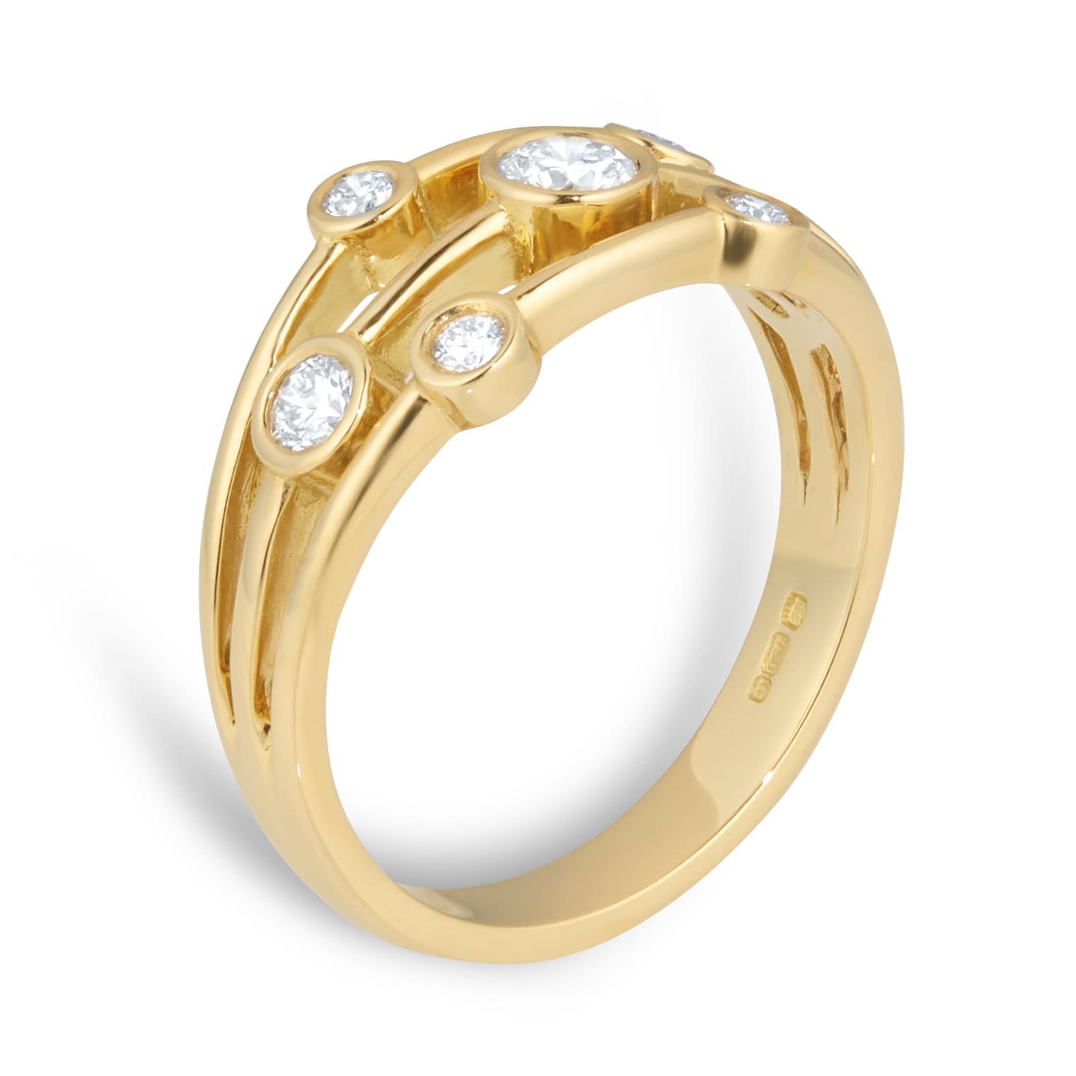 Goldsmiths 18ct Yellow Gold 0.44ct Diamond Multi Bezel Ring Goldsmiths 18ct Yellow Gold 0.44ct Diamond Multi Bezel Ring