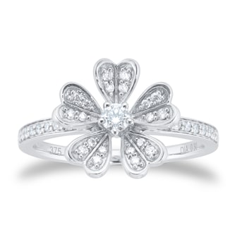 Goldsmiths 18ct White Gold 0.30ct Diamond Floral Ring Goldsmiths 18ct White Gold 0.30ct Diamond Floral Ring