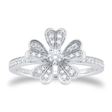 Goldsmiths 18ct White Gold 0.30ct Diamond Floral Ring