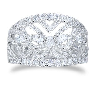 Mappin & Webb Limited Edition Riveret 18ct White Gold 0.93cttw Diamond Butterfly Cuff Ring