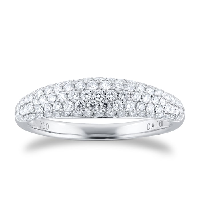 Goldsmiths 18ct White Gold 0.60cttw Diamond Pave Tapered Ring