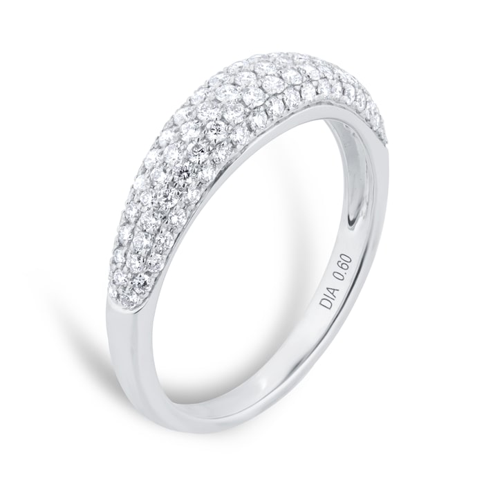Goldsmiths 18ct White Gold 0.60cttw Diamond Pave Tapered Ring - RingSize I