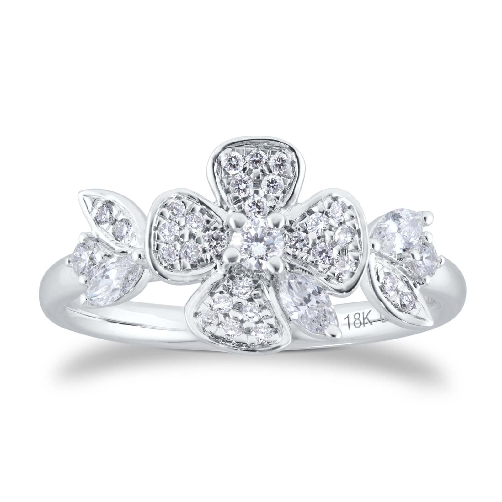 Vinea 18ct White Gold 0.36cttw Diamond Floral Ring image