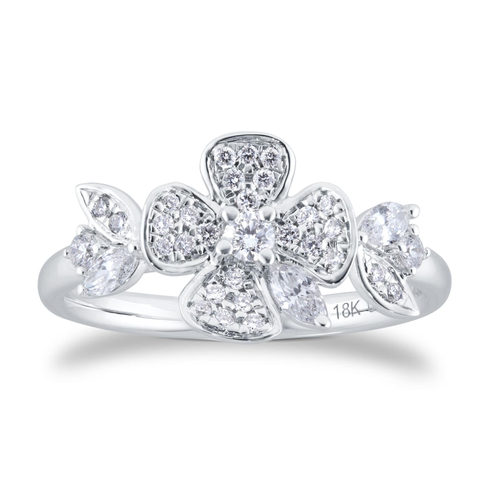 Mappin & Webb Vinea 18ct White Gold 0.36cttw Diamond Floral Ring Mappin & Webb Vinea 18ct White Gold 0.36cttw Diamond Floral Ring