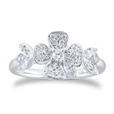 Mappin & Webb Vinea 18ct White Gold 0.36cttw Diamond Floral Ring - Ring Size I
