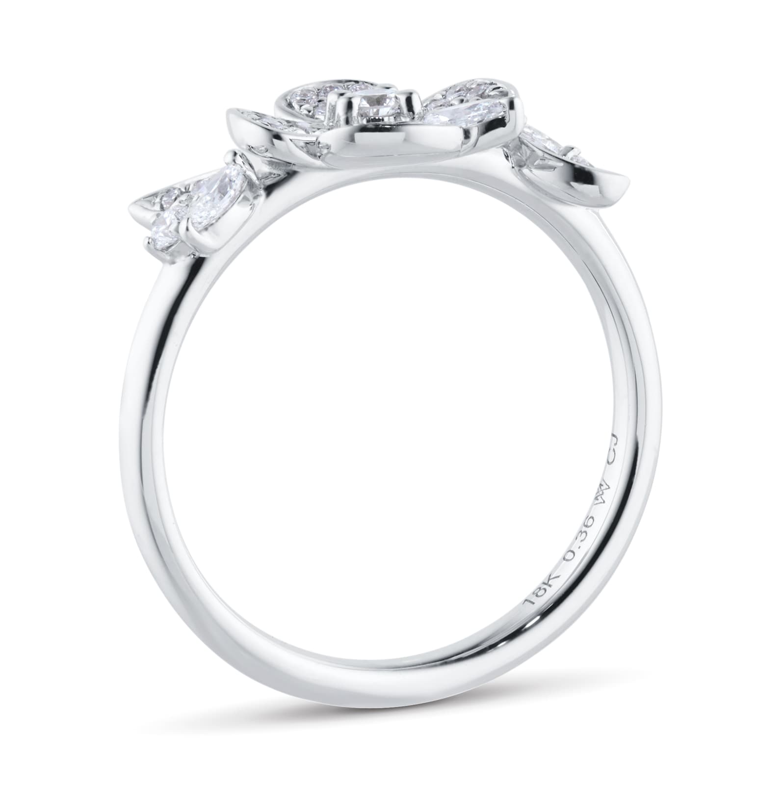 Mappin & Webb Vinea 18ct White Gold 0.36cttw Diamond Floral Ring - Ring Size I