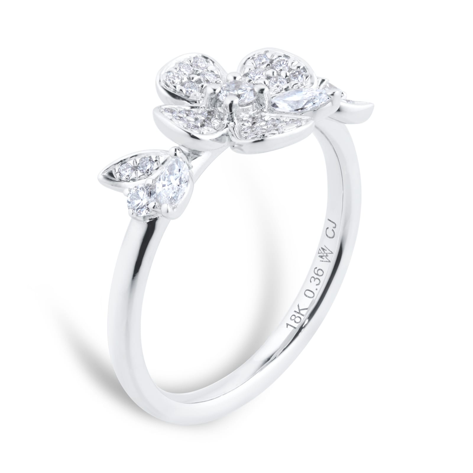Mappin & Webb Vinea 18ct White Gold 0.36cttw Diamond Floral Ring Mappin & Webb Vinea 18ct White Gold 0.36cttw Diamond Floral Ring