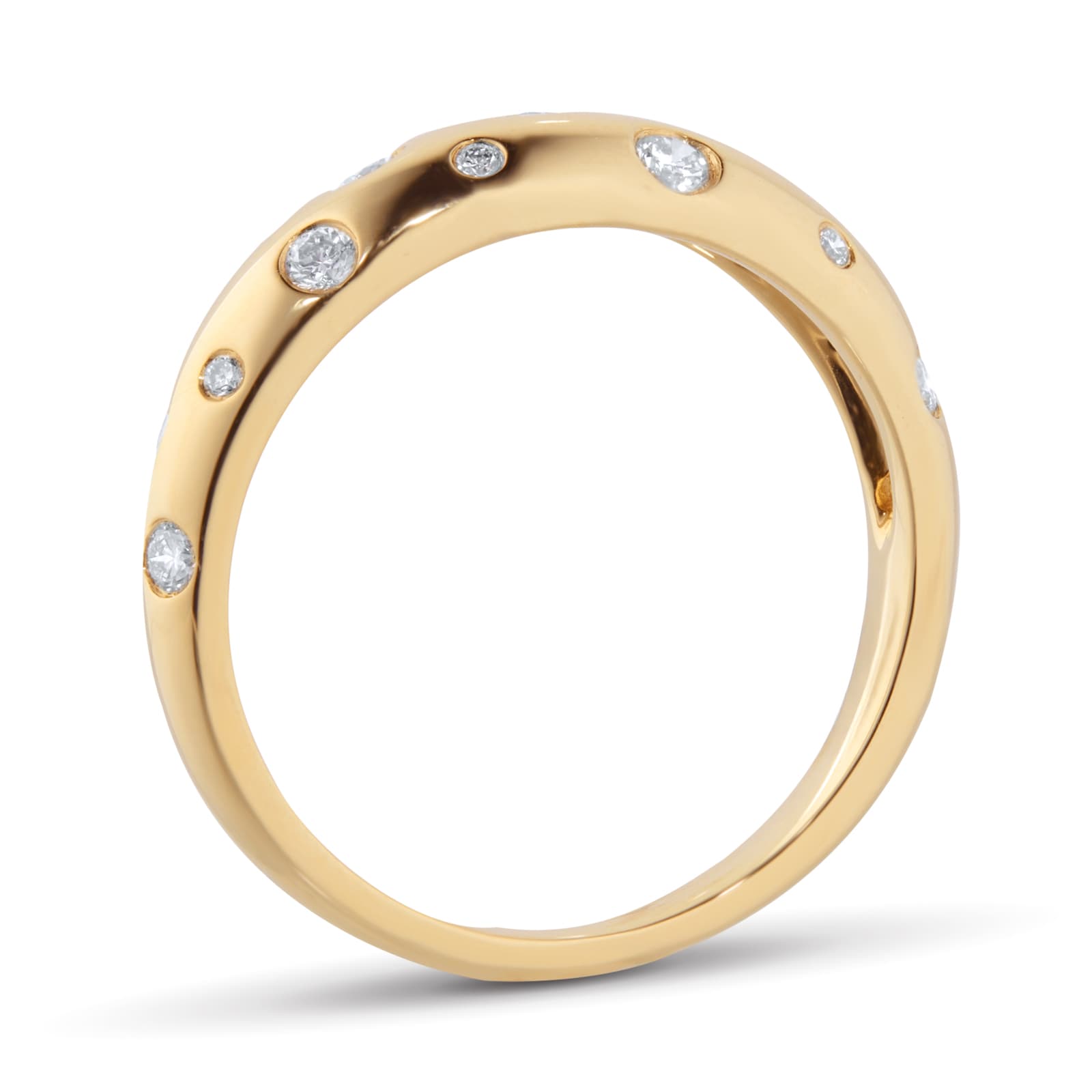 Goldsmiths 9ct Yellow Gold 0.35cttw Diamond Flush Set Scatter Ring - RingSize N