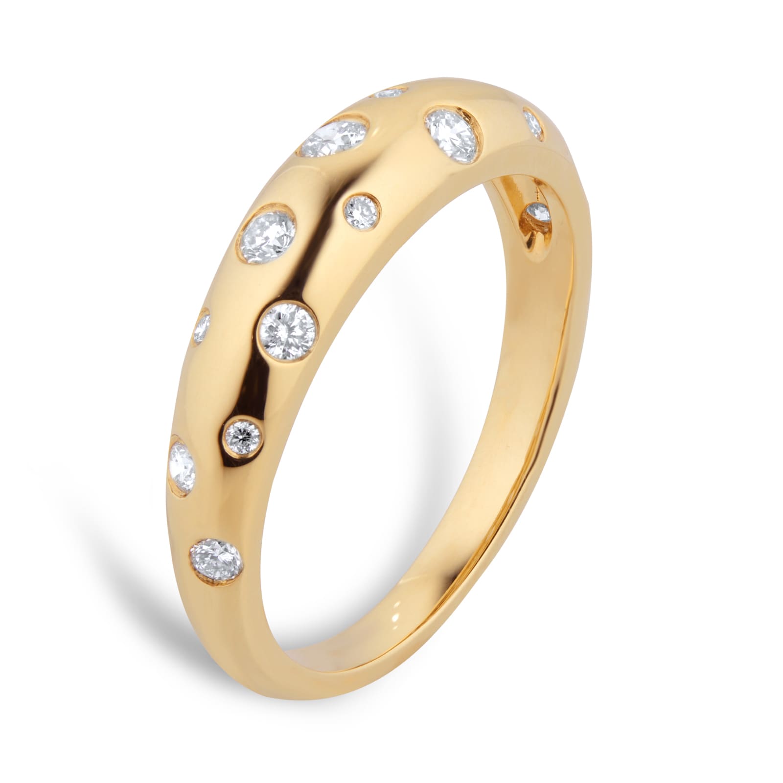 Goldsmiths 9ct Yellow Gold 0.35cttw Diamond Flush Set Scatter Ring - RingSize N