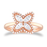 Goldsmiths 18ct Rose Gold 0.69cttw Marquise and Brilliant Cut Floral Ring