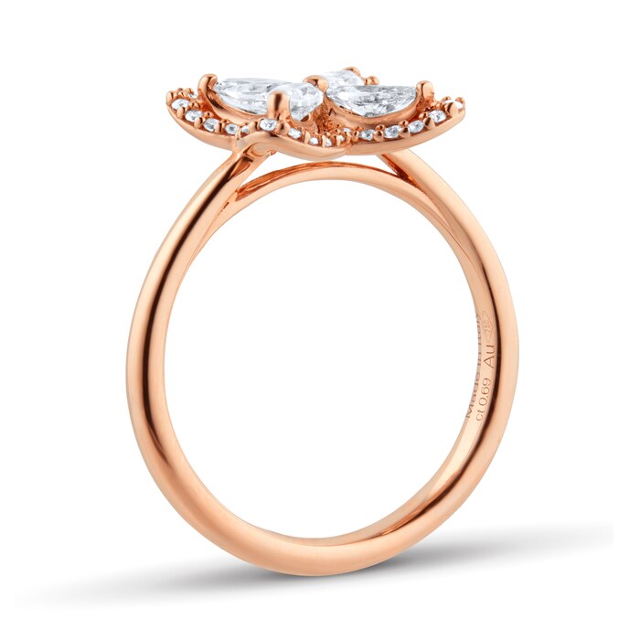 Goldsmiths 18ct Rose Gold 0.69cttw Marquise and Brilliant Cut Floral Ring