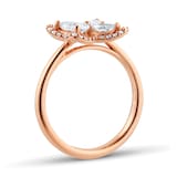 Goldsmiths 18ct Rose Gold 0.69cttw Marquise and Brilliant Cut Floral Ring