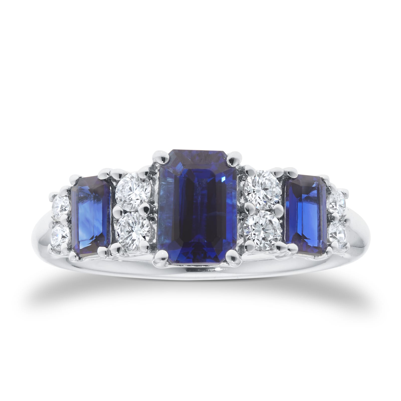 Mappin & Webb 18ct White Gold Sapphire & 0.32cttw Diamond Ring