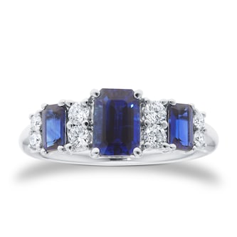 Mappin & Webb 18ct White Gold Sapphire & 0.32cttw Diamond Ring