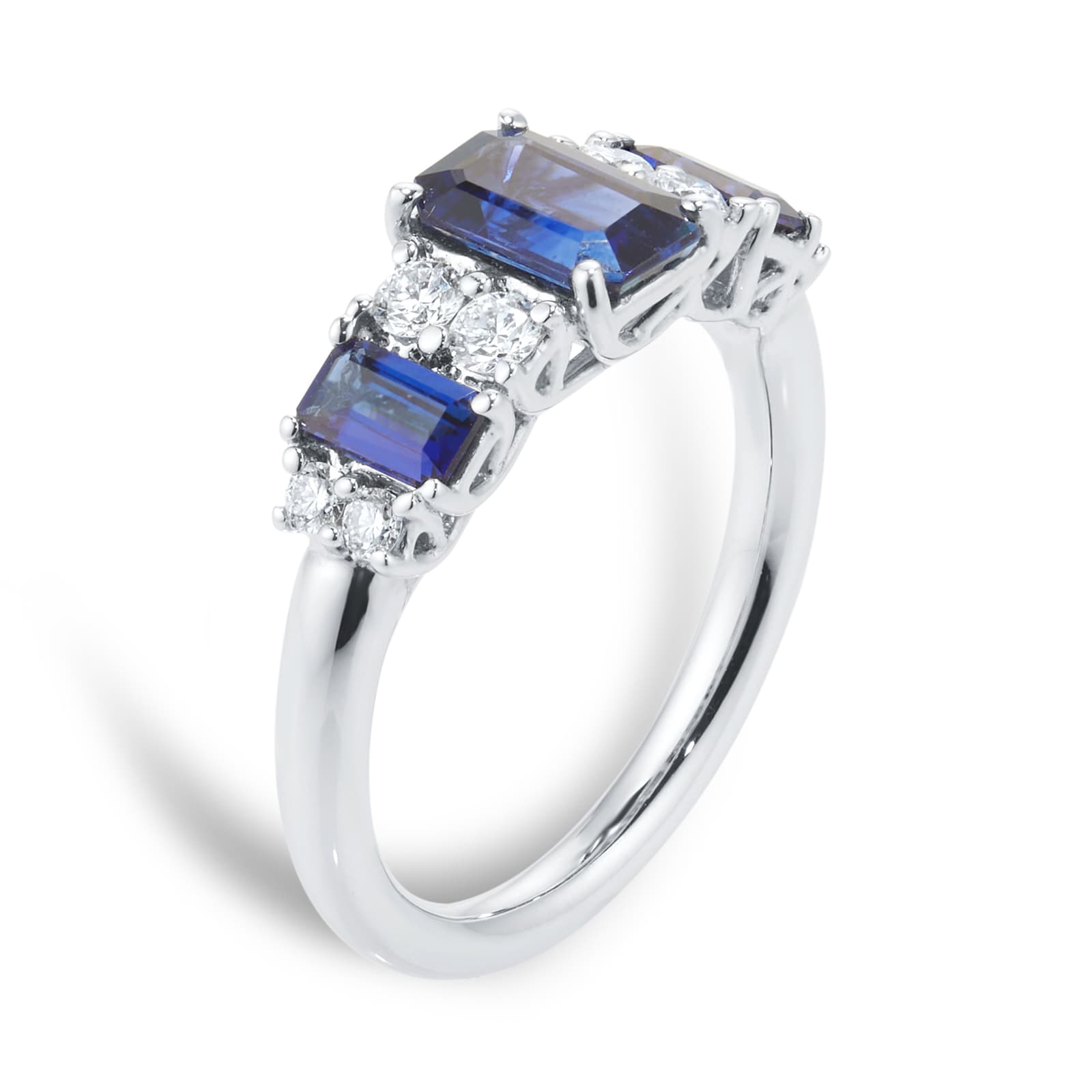 Mappin & Webb 18ct White Gold Sapphire & 0.32cttw Diamond Ring