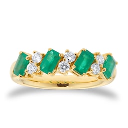 06071127 - 18ct Yellow Gold Emerald & 0.30cttw Diamond Ring