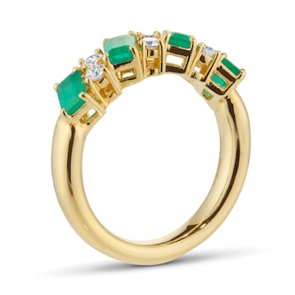 Mappin & Webb 18ct Yellow Gold Emerald & 0.30cttw Diamond Ring