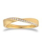 Goldsmiths 9ct Yellow Gold 3.5mm 0.15cttw Diamond Twist Ring