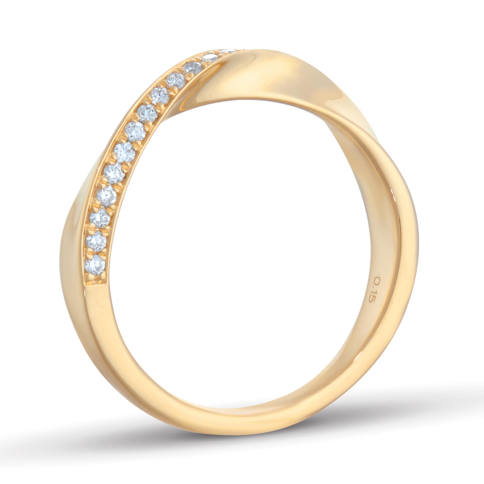 Goldsmiths 9ct Yellow Gold 3.5mm 0.15cttw Diamond Twist Ring