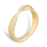 Goldsmiths 9ct Yellow Gold 3.5mm 0.15cttw Diamond Twist Ring