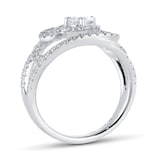 Mappin & Webb Amelia 18ct White Gold 1.00cttw Pear Cut Spiral Diamond Cuff Ring - Ring Size L