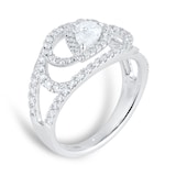 Mappin & Webb Amelia 18ct White Gold 1.00cttw Pear Cut Spiral Diamond Cuff Ring - Ring Size L