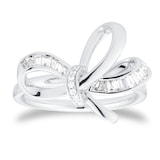 Mappin & Webb 18ct White Gold 0.30cttw Diamond Bow Ring - Ring Size M