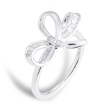 Mappin & Webb 18ct White Gold 0.30cttw Diamond Bow Ring - Ring Size M