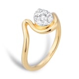 Goldsmiths 9ct Yellow Gold 0.25cttw Pear Cluster Diamond Wave Ring
