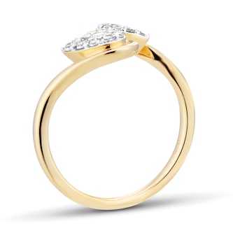 Goldsmiths 9ct Yellow Gold 0.25cttw Double Pear Cluster Diamond Wave Ring Goldsmiths 9ct Yellow Gold 0.25cttw Double Pear Cluster Diamond Wave Ring